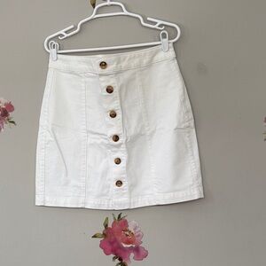 White Button-Front Skirt